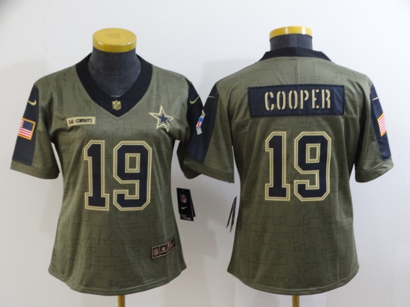 2021 Women Dallas Cowboys #19 Cooper Nike Olive Salute To Service Limited NFL jersey->women nfl jersey->Women Jersey